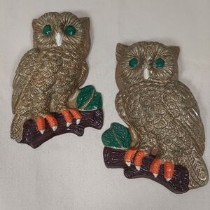 Homco Owl Wall Art Molded Resin Foam Decor MCM Owls7" x 5" Wide 70s vintage